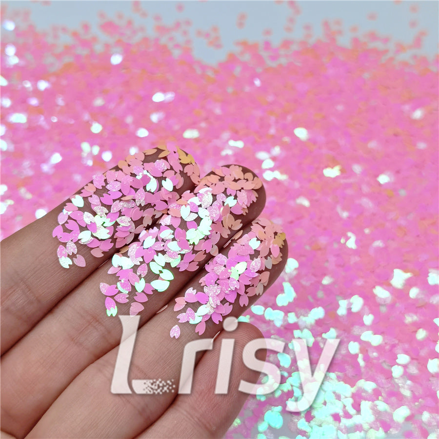 3mm Petals Shaped Iridescent Pink Glitter C018R