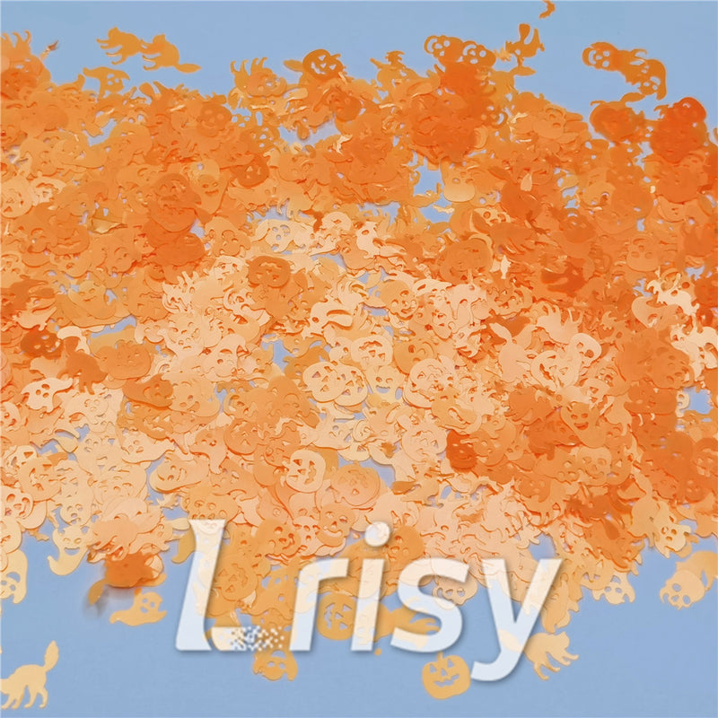 Halloween Pumpkin Ghost Skull Special Mixed Bright Orange Glitter Y504