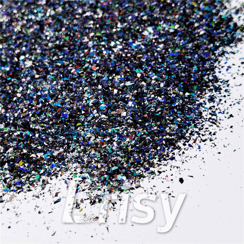 Holographic Black Opa Cellophane Holo Shards Confetti Glitter Sprinkle Toppings LB01000 2x2