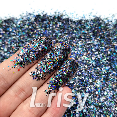 Holographic Black Opa Cellophane Holo Shards Confetti Glitter Sprinkle Toppings LB01000 2x2