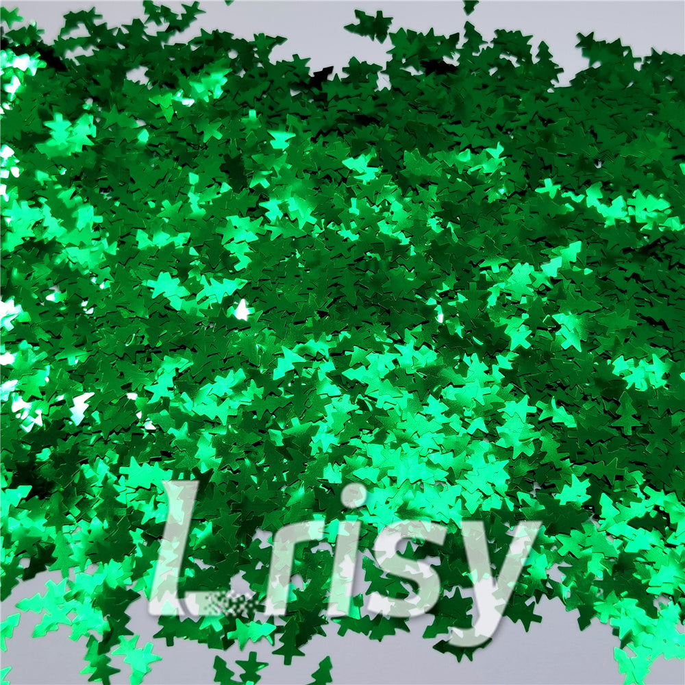 Christmas Tree Shaped Green Glitter B0609