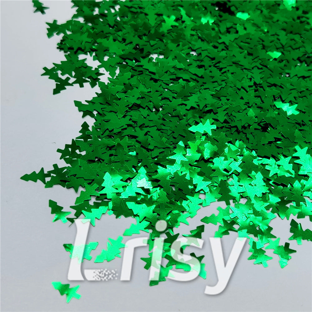 Christmas Tree Shaped Green Glitter B0609