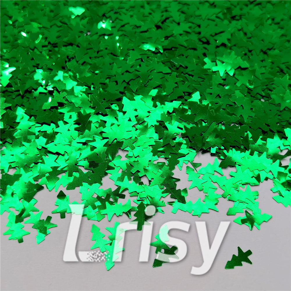 Christmas Tree Shaped Green Glitter B0609