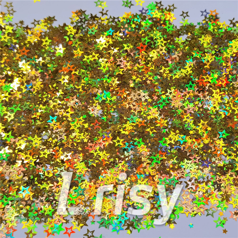 6mm Holographic Gold Hollow Out Star Shaped Glitter LB0210