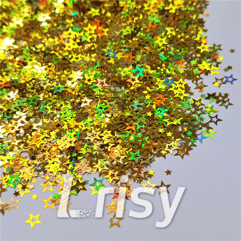 6mm Holographic Gold Hollow Out Star Shaped Glitter LB0210