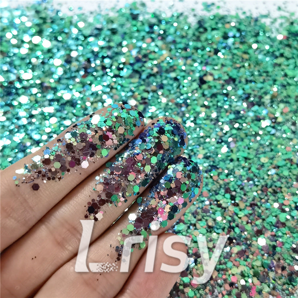 General Mixed Iridescent Phantom Green Glitter C-BSL7150