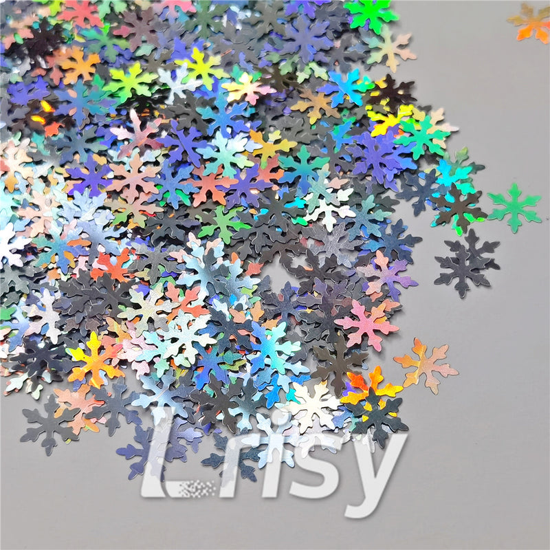 9mm Snowflake Shaped Holographic Silver Glitter LB0100