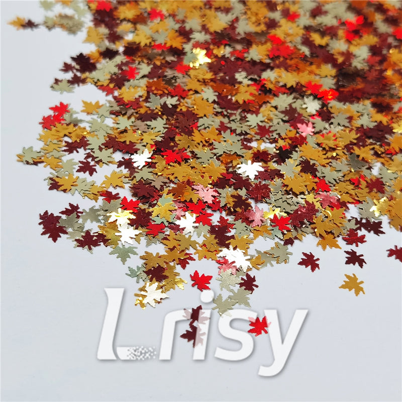 6mm Mixed Maple Leaf Leaves Shaped Glitter FY-23