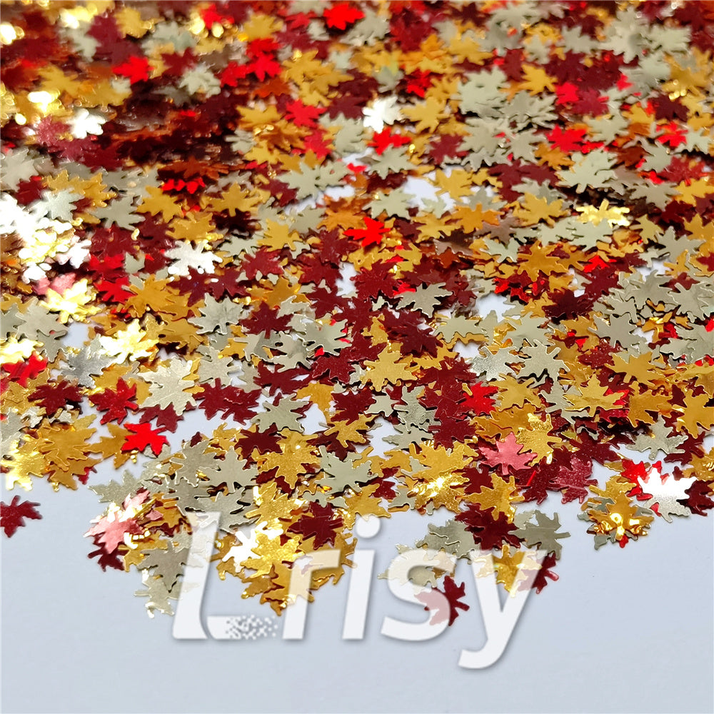 6mm Mixed Maple Leaf Leaves Shaped Glitter FY-23