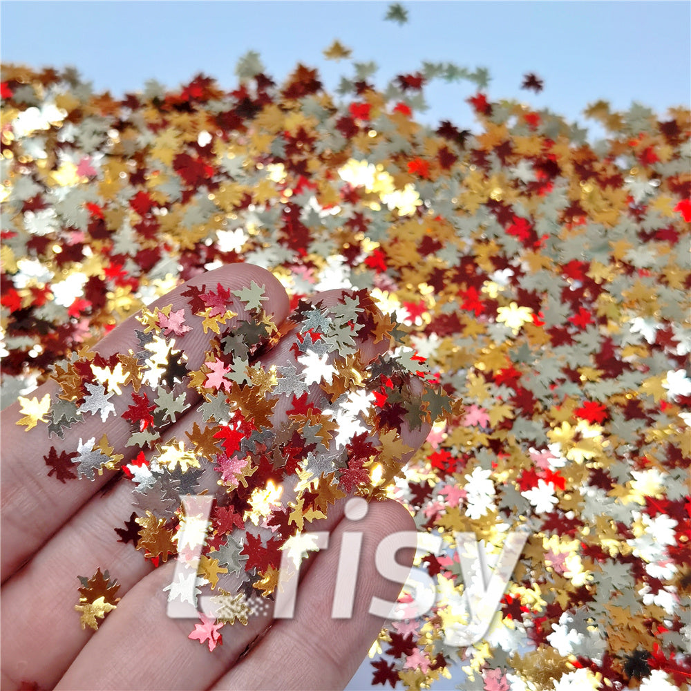 6mm Mixed Maple Leaf Leaves Shaped Glitter FY-23