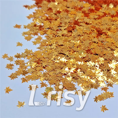 6mm Golden Maple Leaf Leaves Shaped Glitter B0224