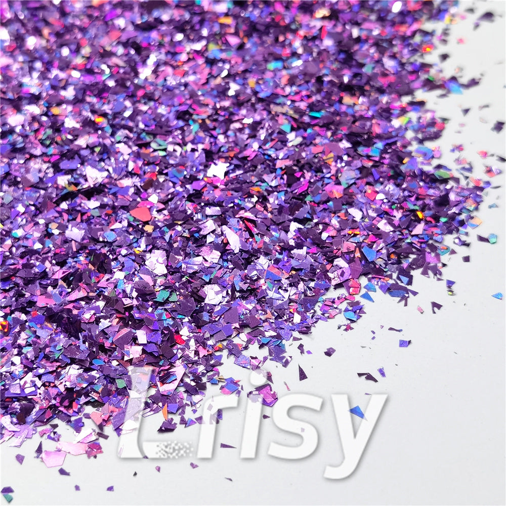 Holographic Light Purple Cellophane Glitter Flakes Holo Shards LB0802 4x4