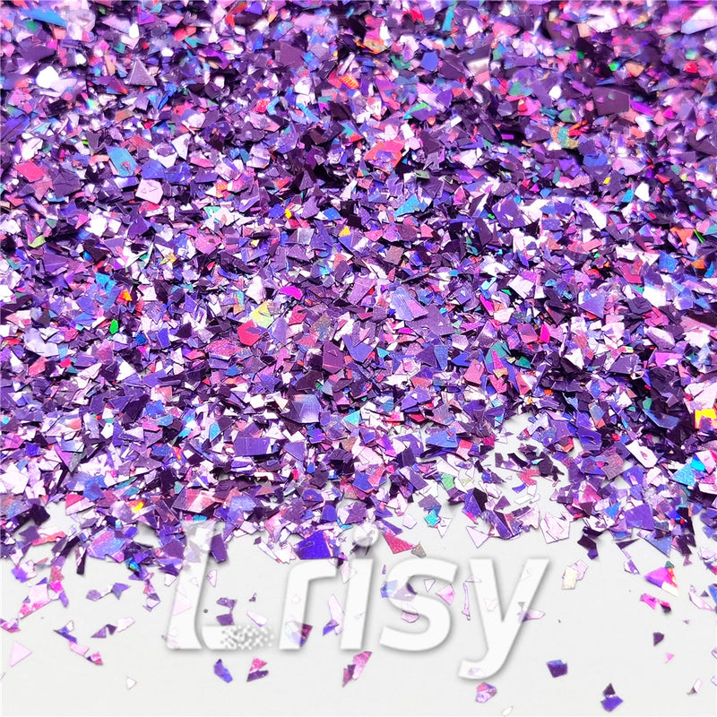 Holographic Light Purple Cellophane Glitter Flakes Holo Shards LB0802 4x4