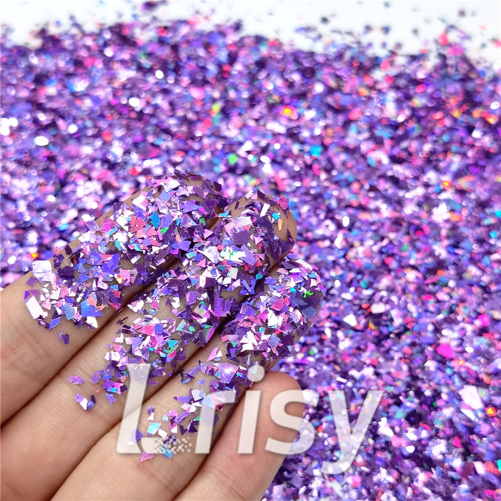 Holographic Light Purple Cellophane Glitter Flakes Holo Shards LB0802 4x4