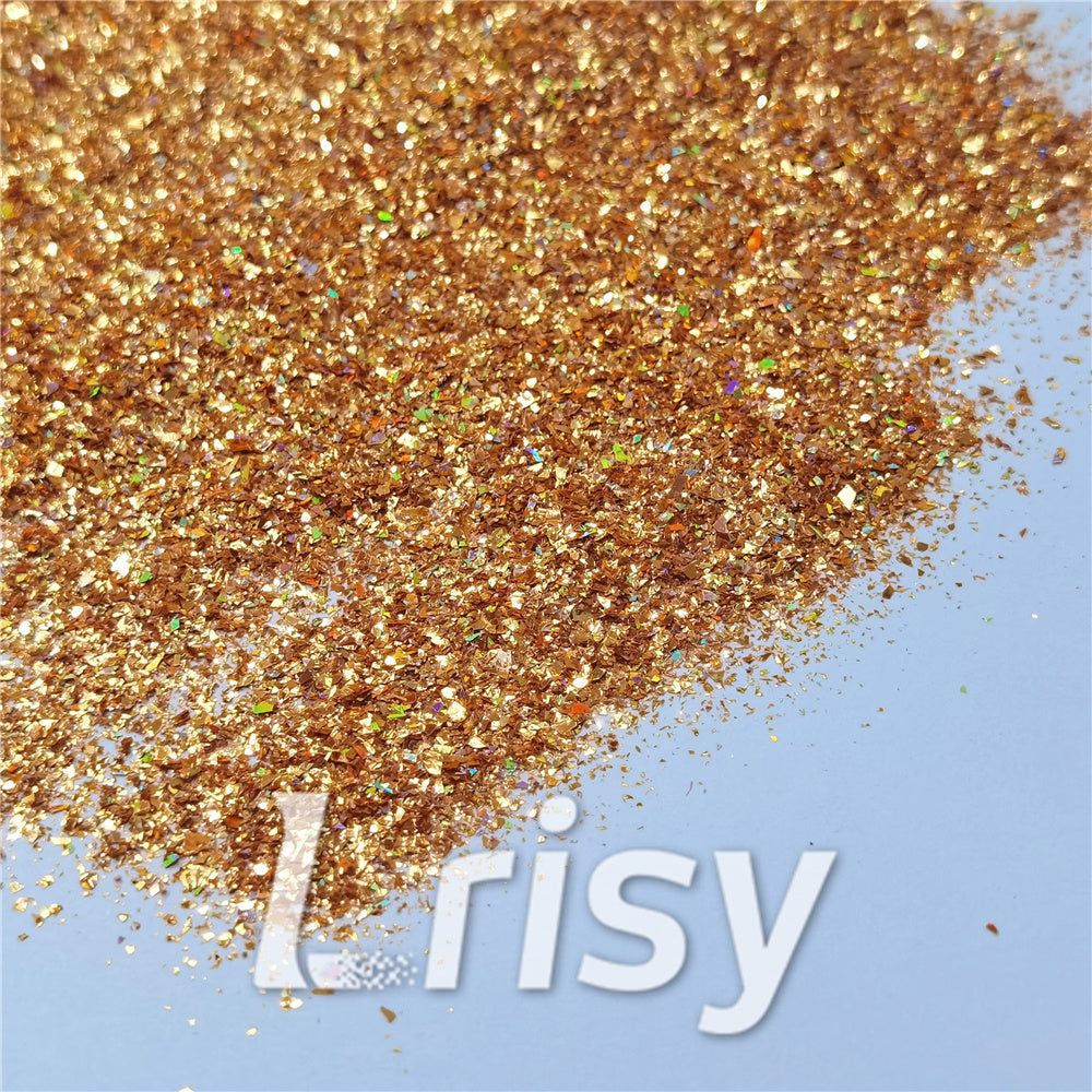 2x2 Glitter Holo Shards (Flakes) Holographic Pigment Orange Gold Glitter SLG014-N