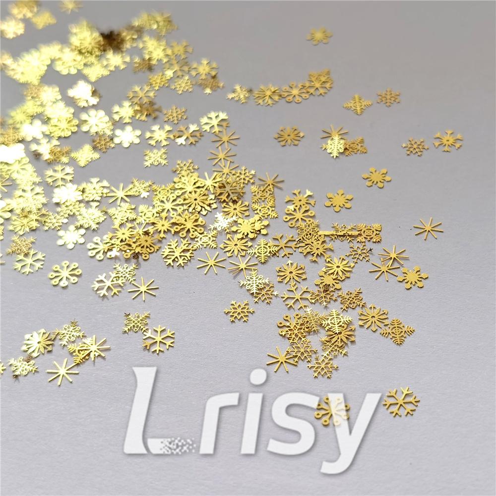 3mm Golden Mixed Snowflakes Shaped Metal Glitter MC201