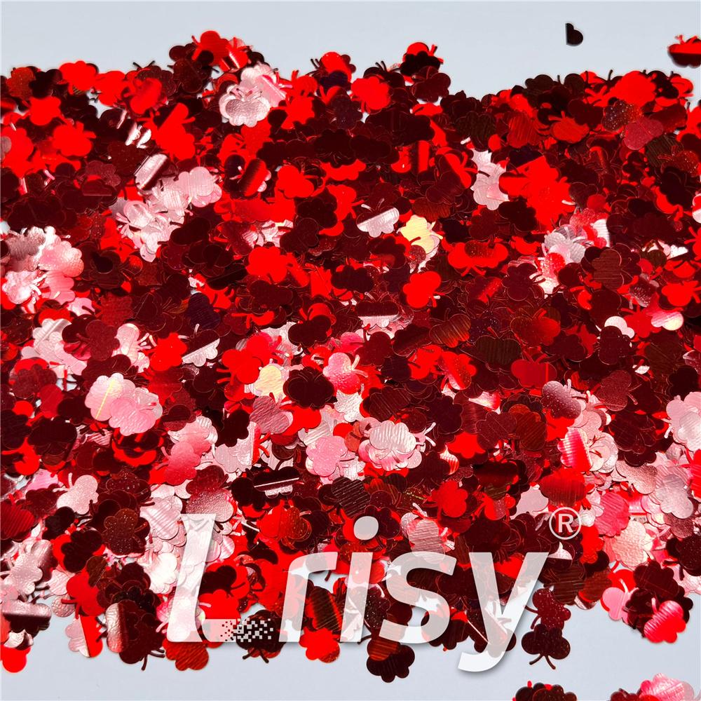 9mm Butterfly Shaped Holographic Red Glitter LB0300
