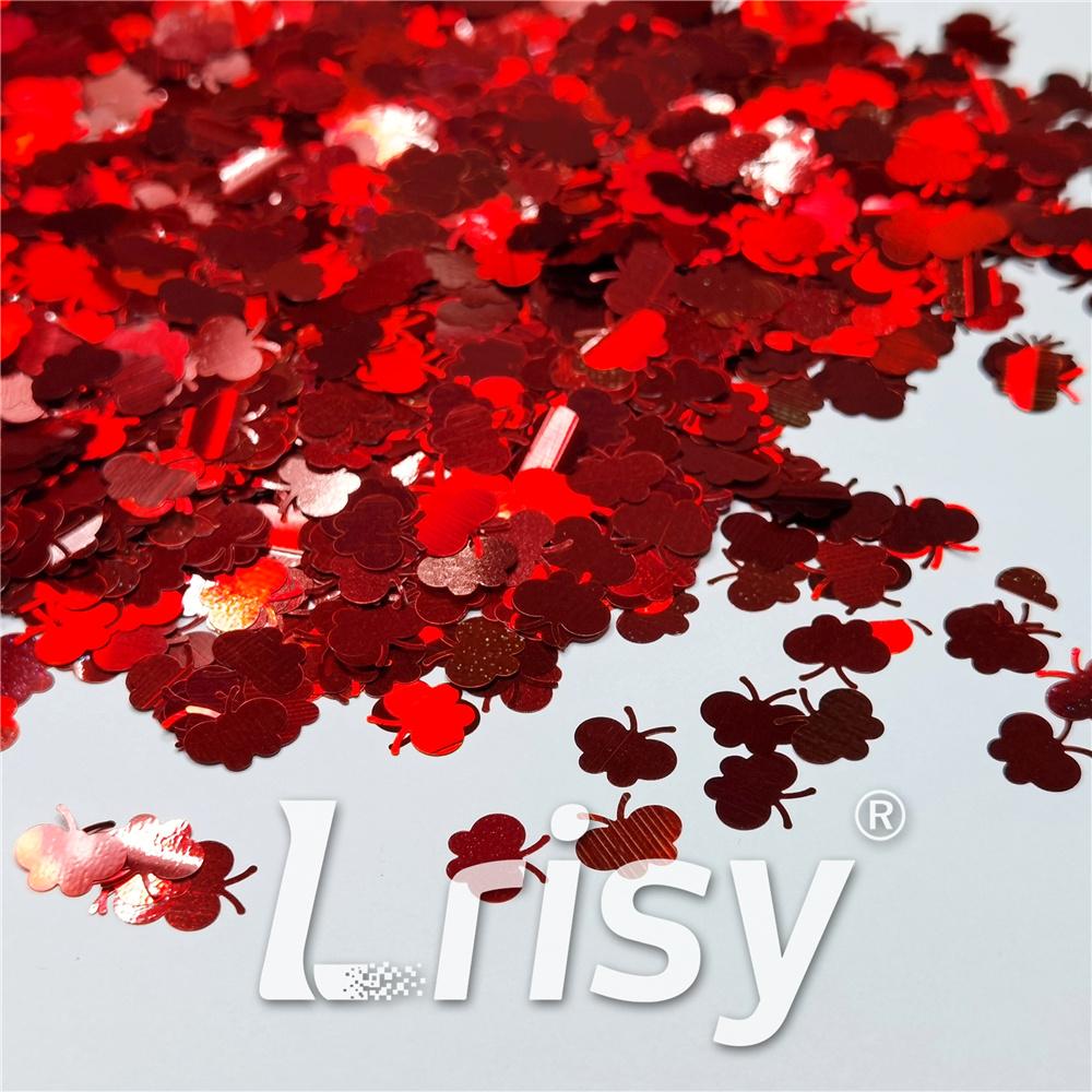 9mm Butterfly Shaped Holographic Red Glitter LB0300