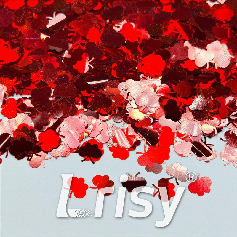 9mm Butterfly Shaped Holographic Red Glitter LB0300