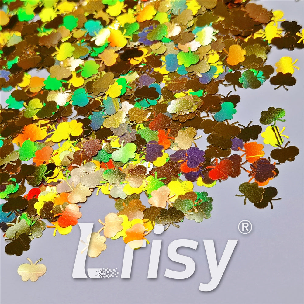 9mm Butterfly Shaped Holographic Gold Glitter LB0210