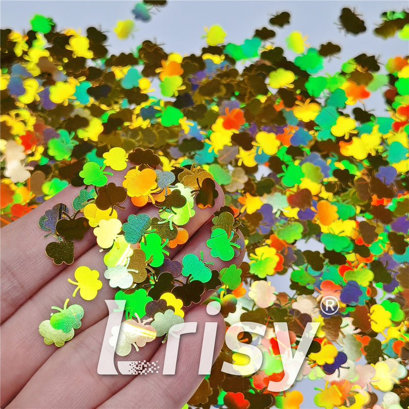 9mm Butterfly Shaped Holographic Gold Glitter LB0210