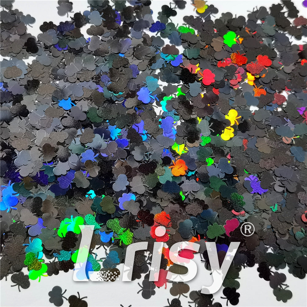 9mm Butterfly Shaped Holographic Black Glitter LB01000