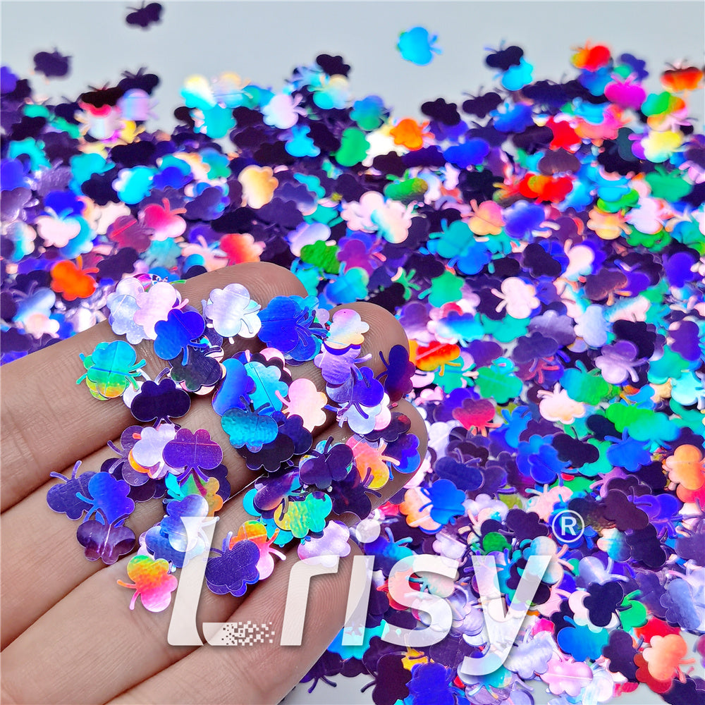 9mm Butterfly Shaped Holographic Light Purple Glitter LB0802