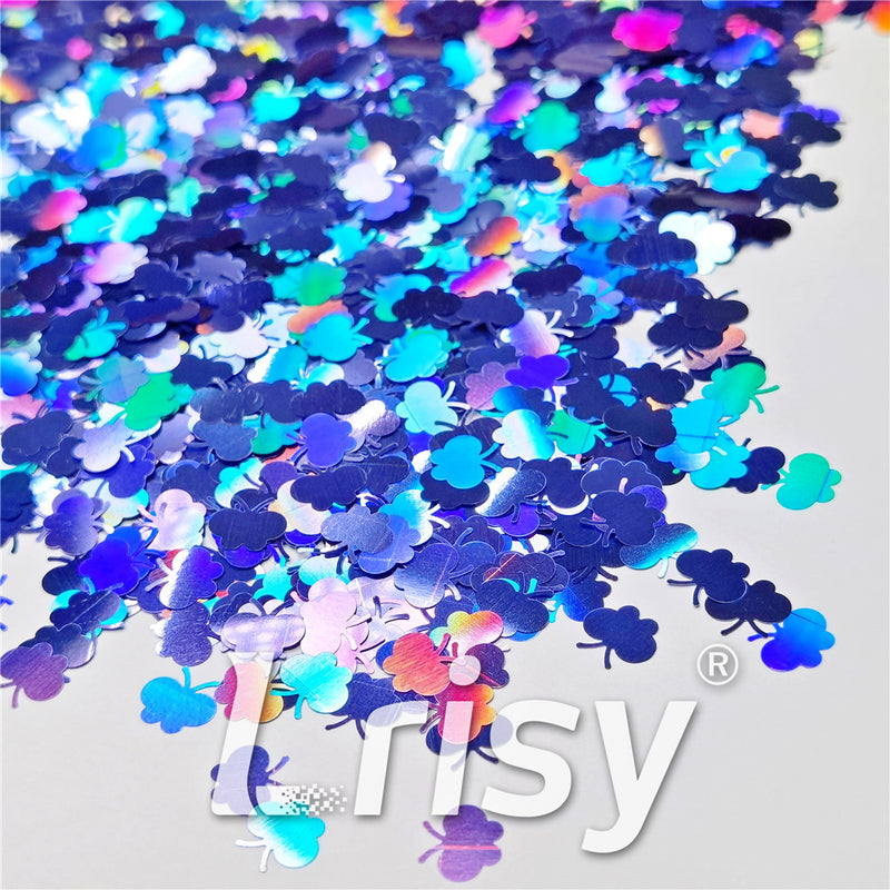 9mm Butterfly Shaped Holographic Sea Blue Glitter LB0709