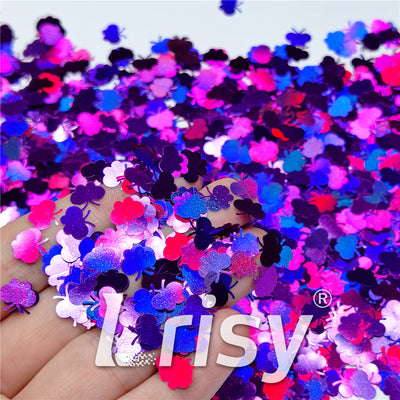 9mm Butterfly Shaped Holographic Purple Glitter LB0800