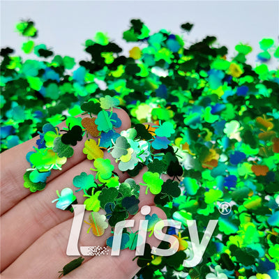 9mm Butterfly Shaped Holographic Green Glitter LB0600