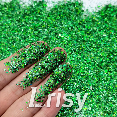 Holographic Green Cellophane Glitter Holo Shards (Flakes) LB0600 2x2