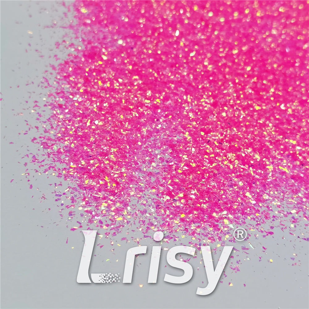 Fluorescent Pink Iridescent Cellophane Glitter Shards (Flakes) FC339 2x2