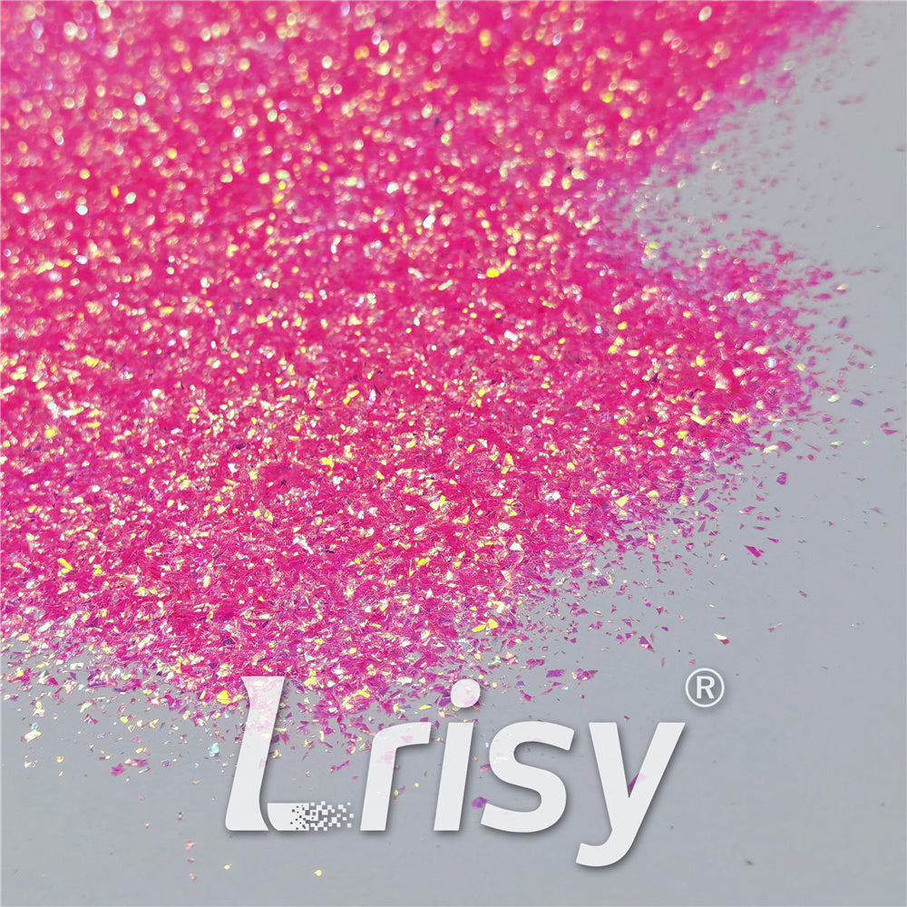 Fluorescent Pink Iridescent Cellophane Glitter Shards (Flakes) FC339 2x2