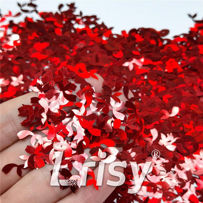 9mm Fish Tail Shaped Holographic Red Glitter LB0300