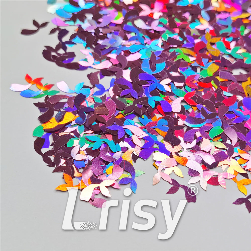 9mm Fish Tail Shaped Holographic Pink Glitter LB0901