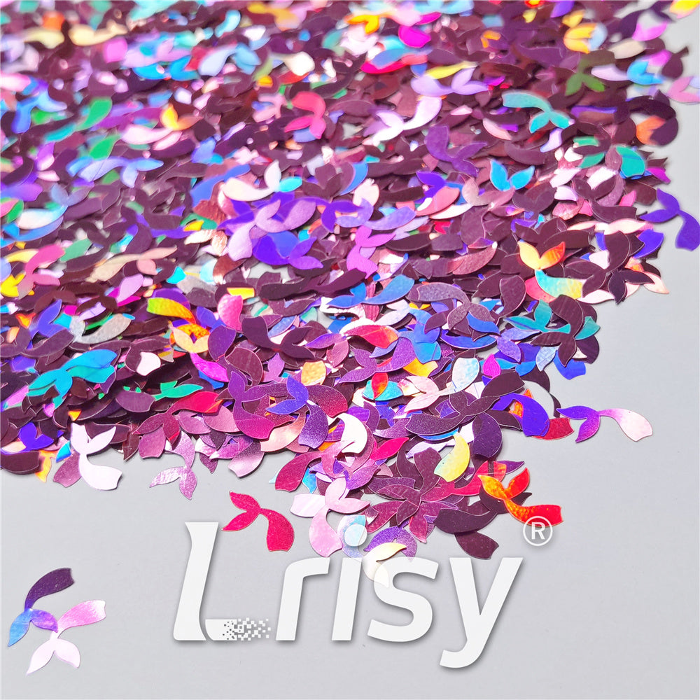 9mm Fish Tail Shaped Holographic Pink Glitter LB0901