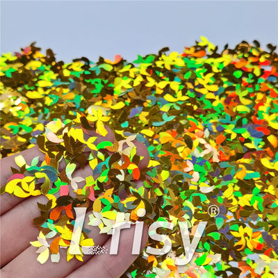 9mm Fish Tail Shaped Holographic Gold Glitter LB0210