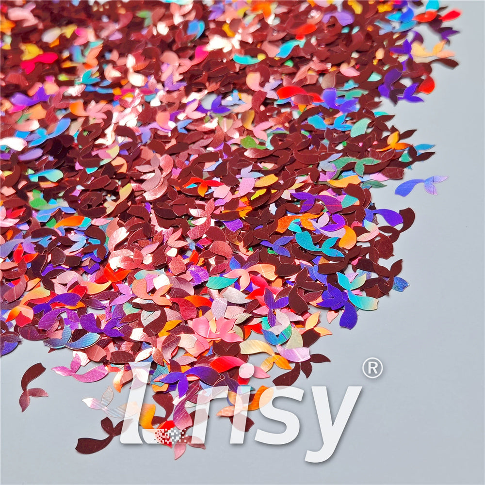 9mm Fish Tail Shaped Holographic Hazy Pink Glitter LB0911