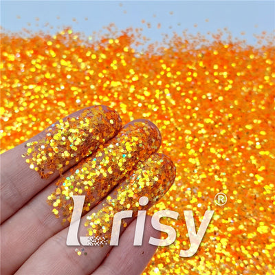 1mm Fluorescent Orange High Brightness Iridescent Chunky Glitter FC335