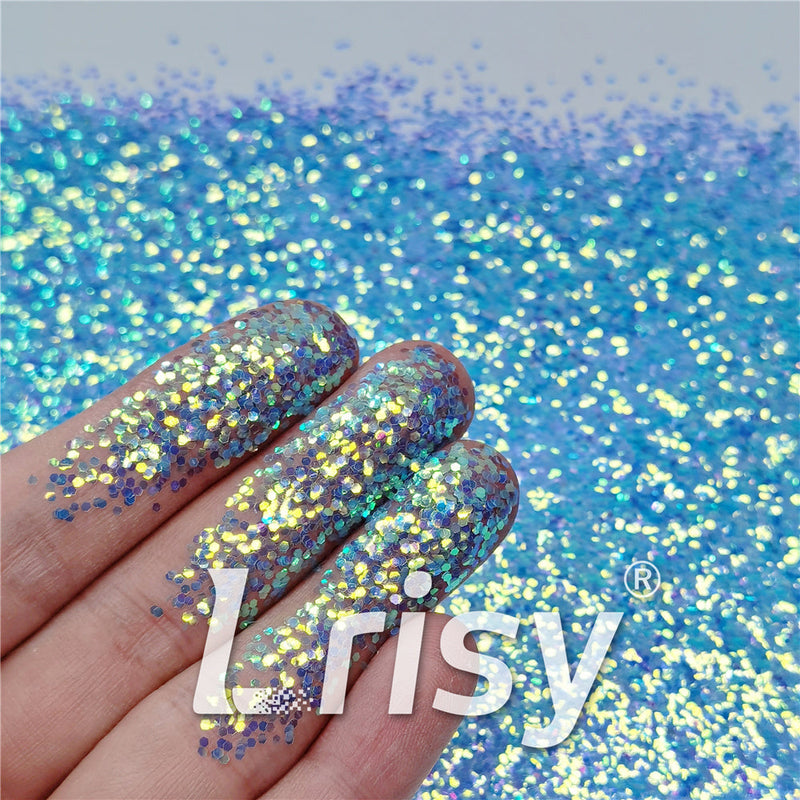 1mm Fluorescent Blue High Brightness Iridescent Chunky Glitter FC337A