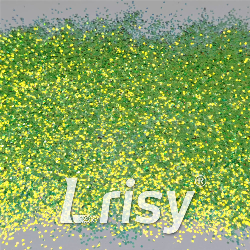 1mm Fluorescent Green High Brightness Iridescent Chunky Glitter FC333A