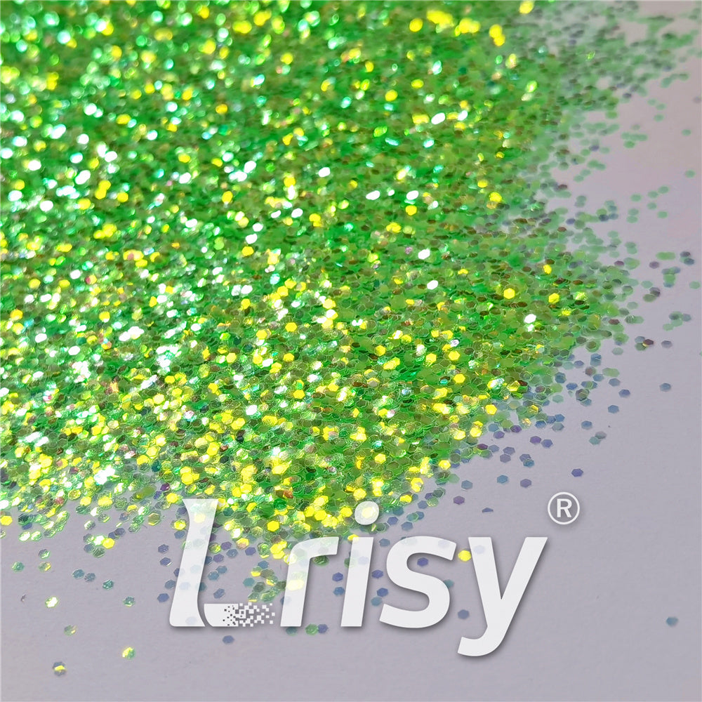 1mm Fluorescent Green High Brightness Iridescent Chunky Glitter FC333A