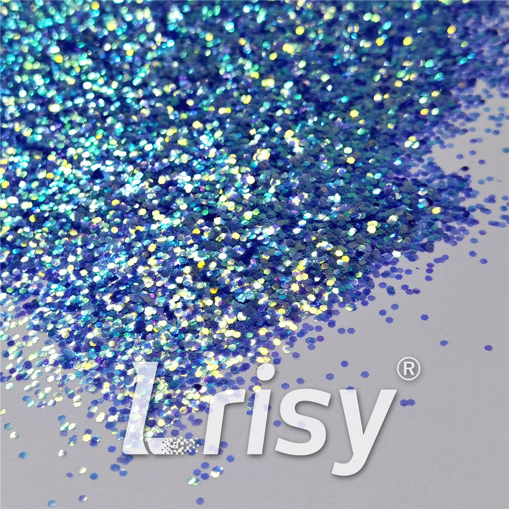 1mm Fluorescent Blue High Brightness Iridescent Chunky Glitter FC337