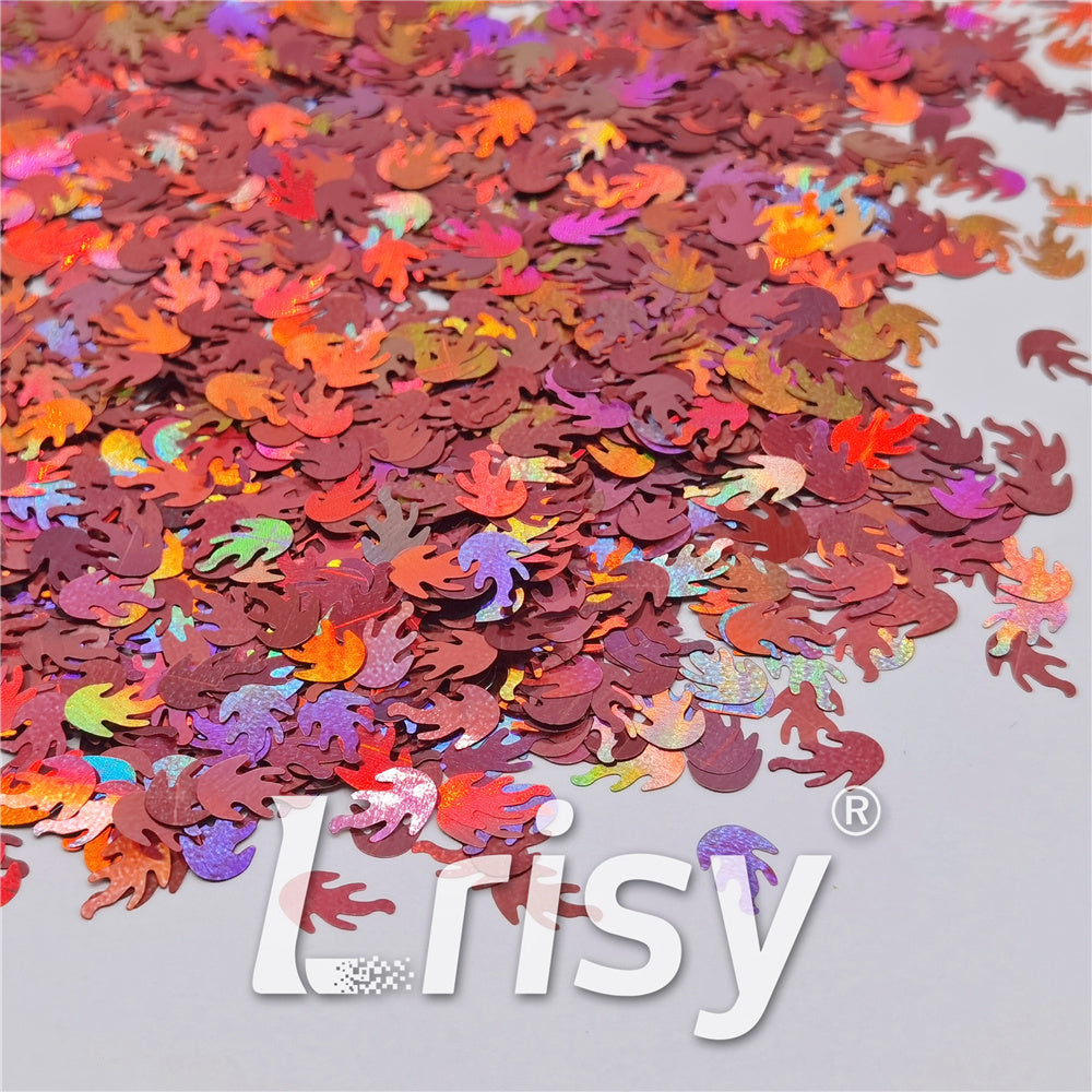 9mm Flame Or Fire Shaped Holographic Hazy Pink Glitter LB0911