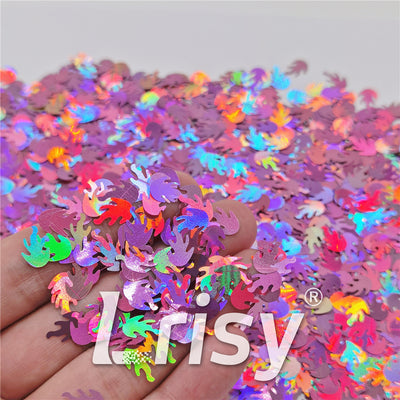 9mm Flame Or Fire Shaped Holographic Pink Glitter LB0901