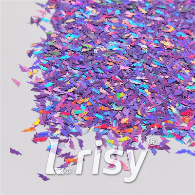 4mm Thunder Or Lightning Shaped Holographic Light Purple Glitter LB0802