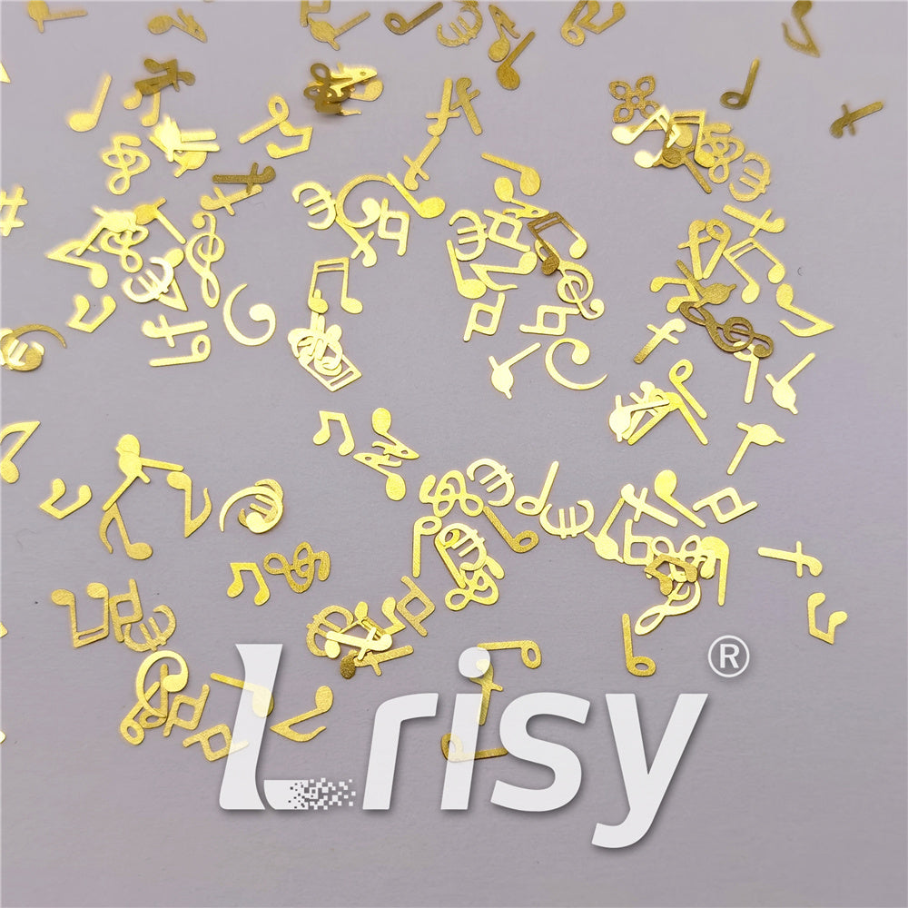 10 Notes Shaped Golden Mixed Metal Glitter MC204