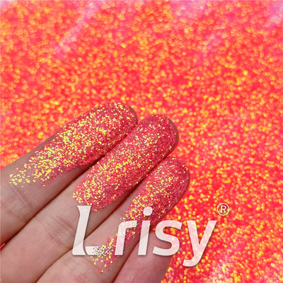 0.3mm Fluorescent Reddish Orange High Brightness Iridescent Glitter FC334