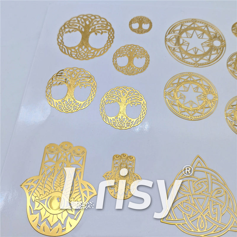 5 Size In 1 Set Tree of Life Coppering Metal Sticker Golden Stuffers ZJ302