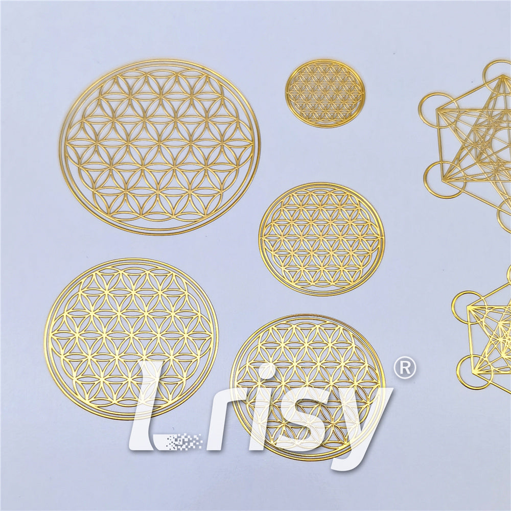 5 Size In 1 Set Flower Of Life Coppering Metal Sticker Golden Stuffers ZJ305
